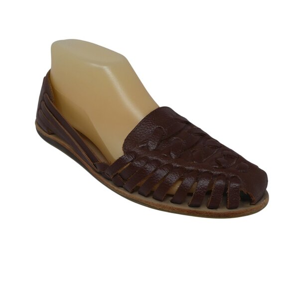 Nisolo Shoes - Nisolo Brown Woven Leather Artisan Flats Sandals Womens 8